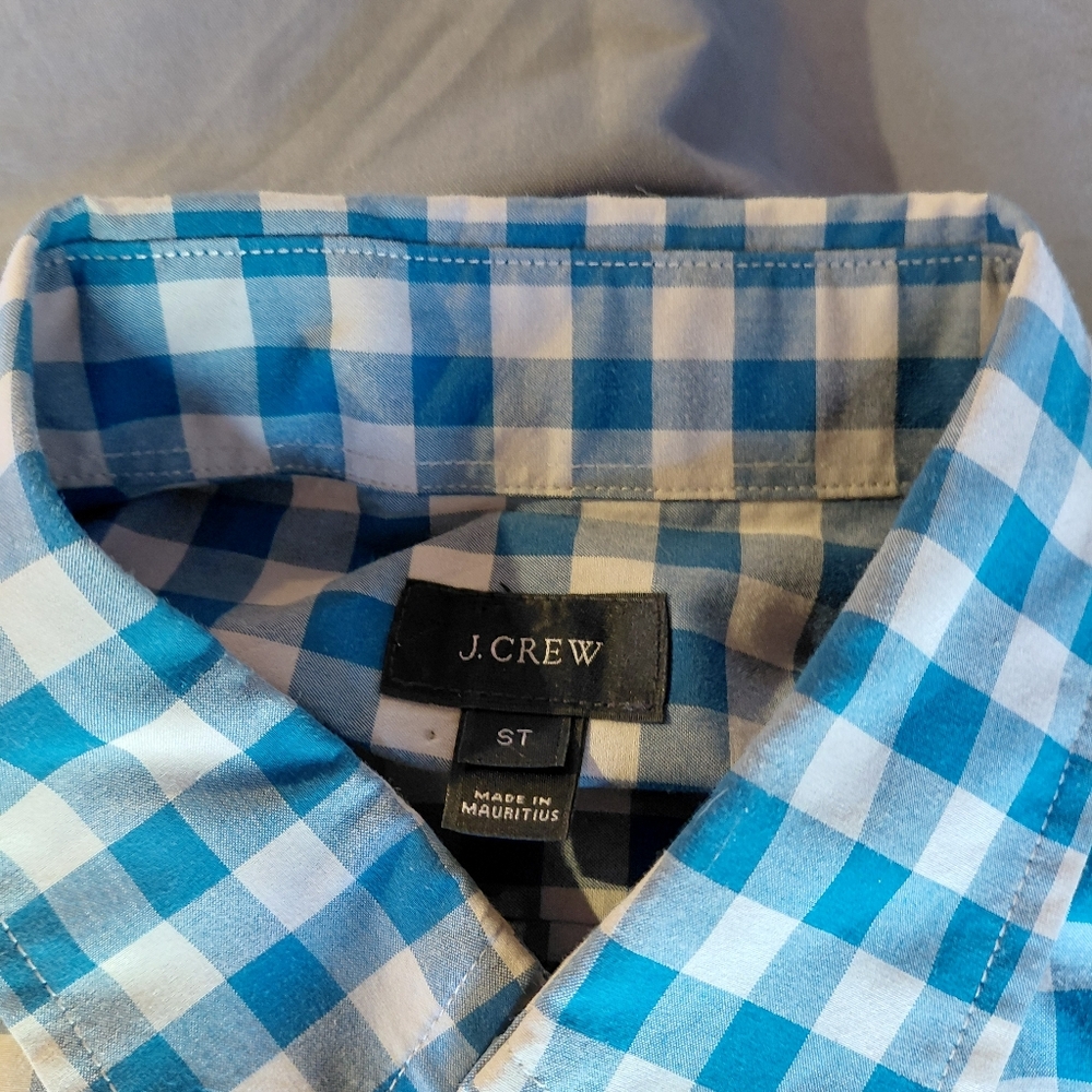 J. Crew Blue and White Checkered Shirt